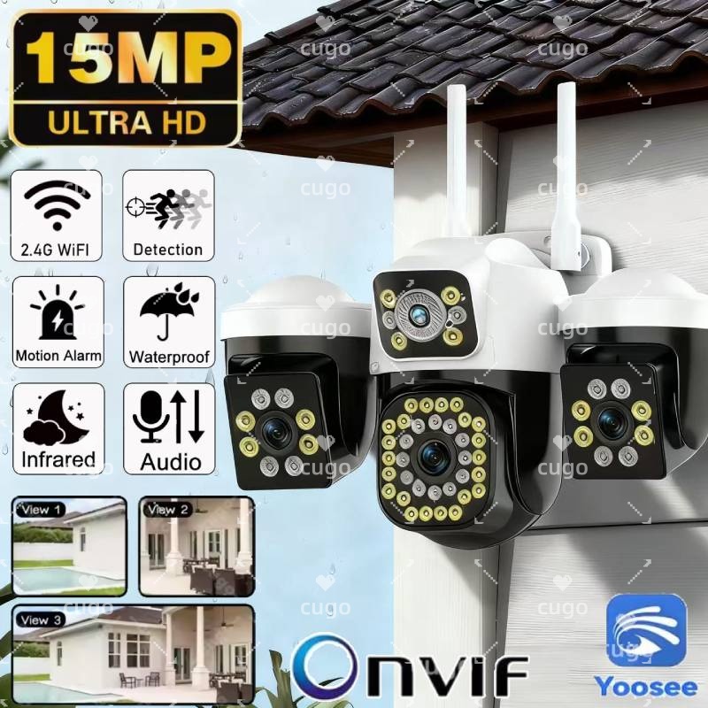 Smart Home Kamera - 15MP 8K WiFi IP Camera Triple