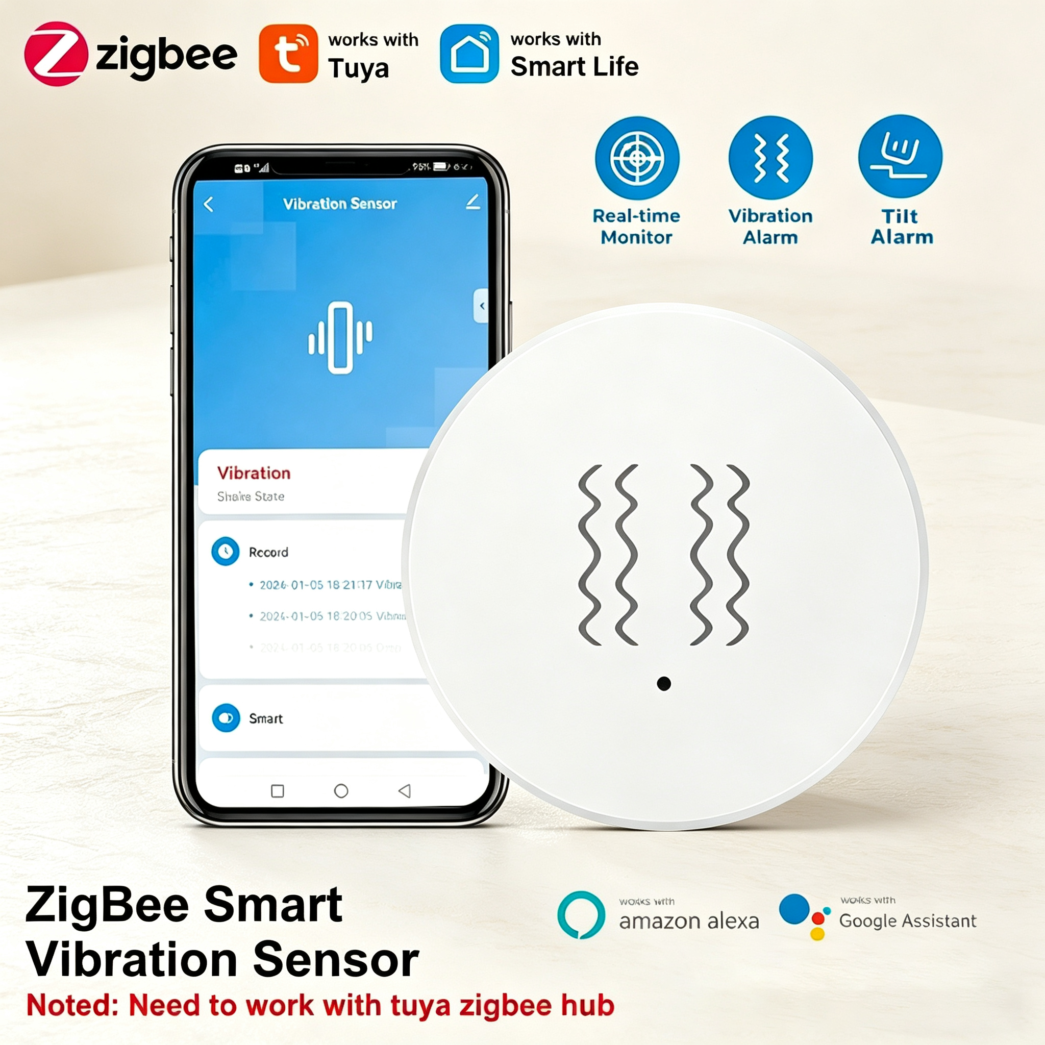 Smart Home Monitoring - Tuya ZigBee Smart Vibration & Tilt