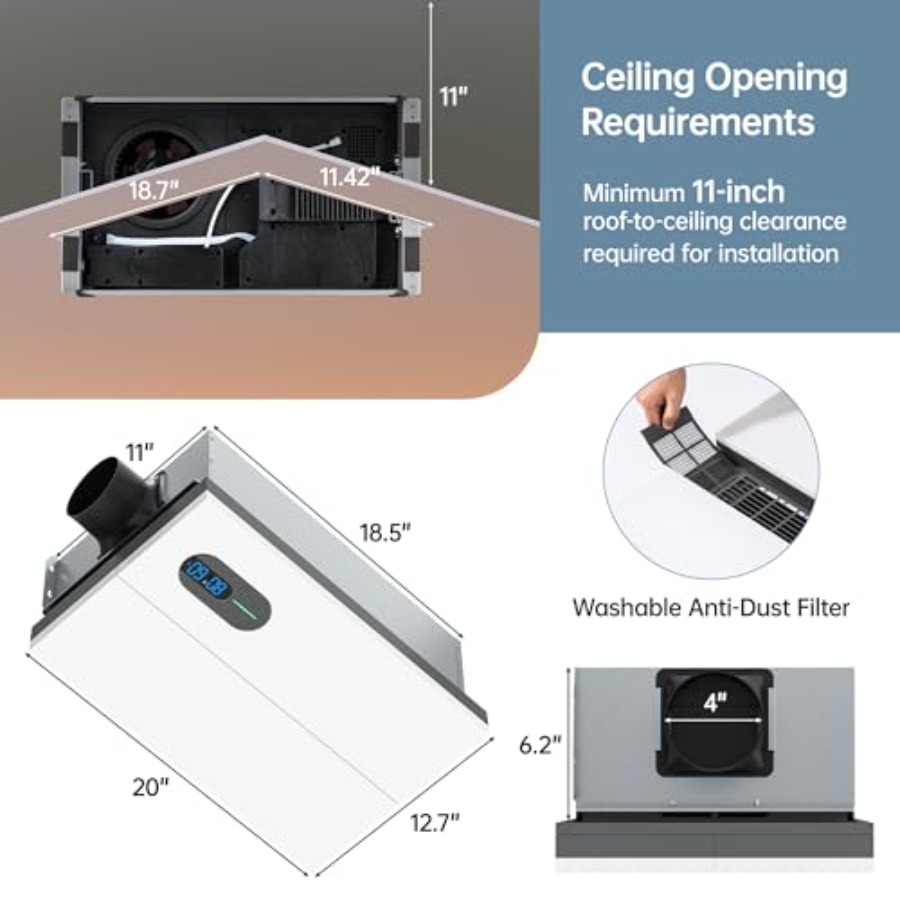 Bathroom Exhaust Fan with Heat - đánh giá và giá Smart Bathroom Fan