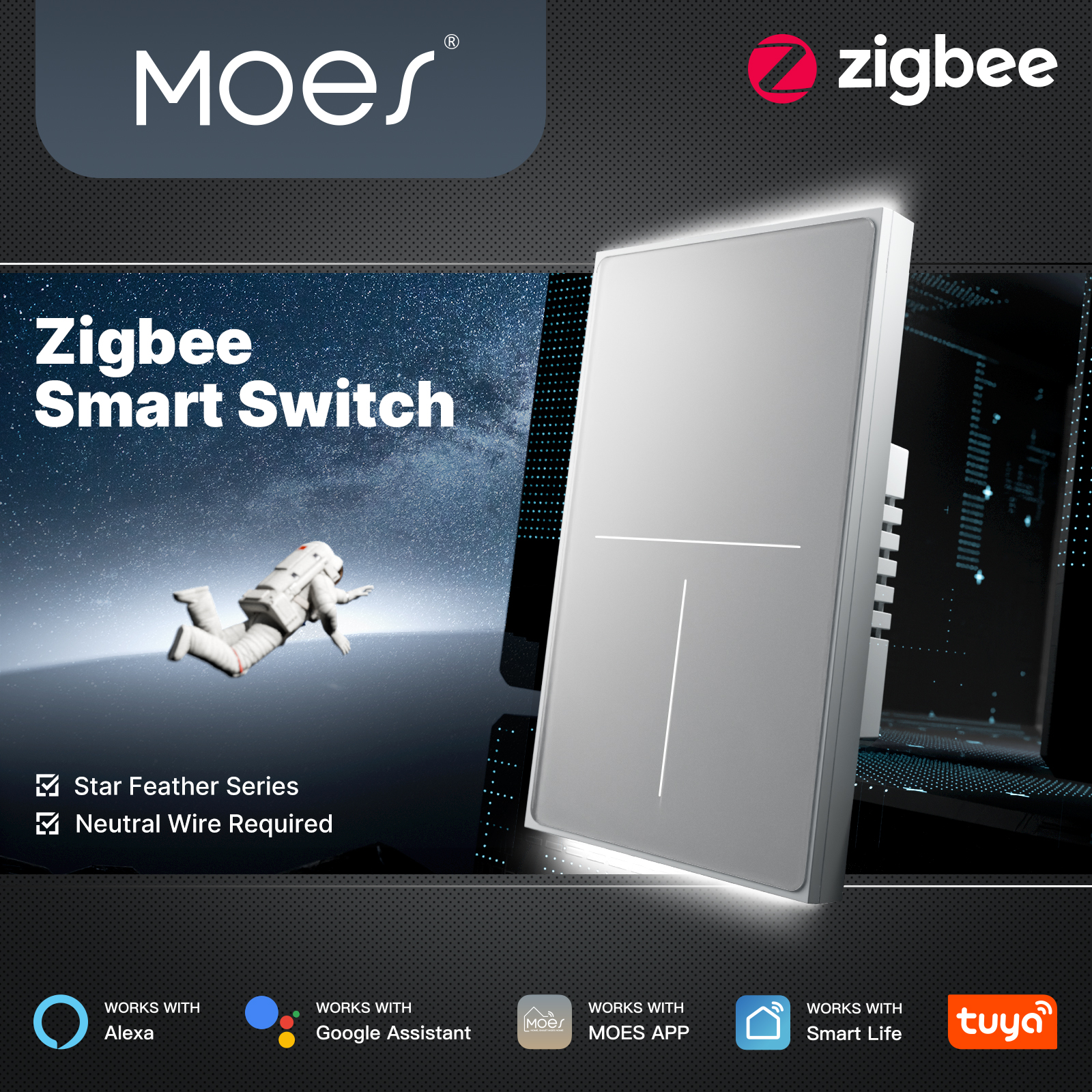 MOES Tuya ZigBee Star Feather  - đánh giá và giá Smart Home Life