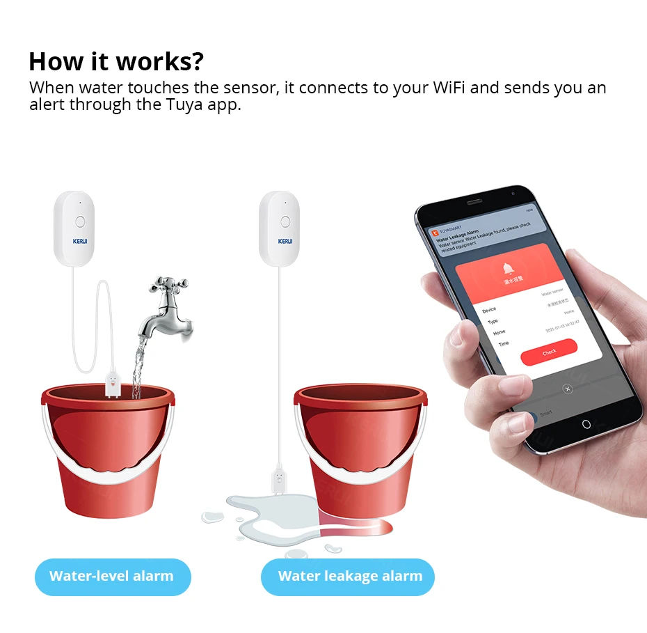 KERUI WiFi Water Sensor Smart  - đánh giá và giá Smart Home Notifications