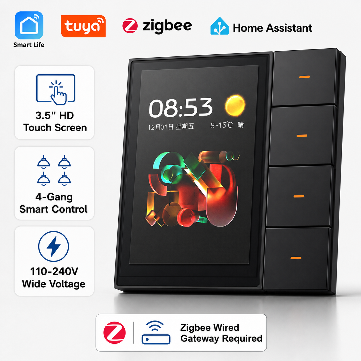 F3-pro Tuya Smart Panel ZigBee - đánh giá và giá Smart Home Monitoring