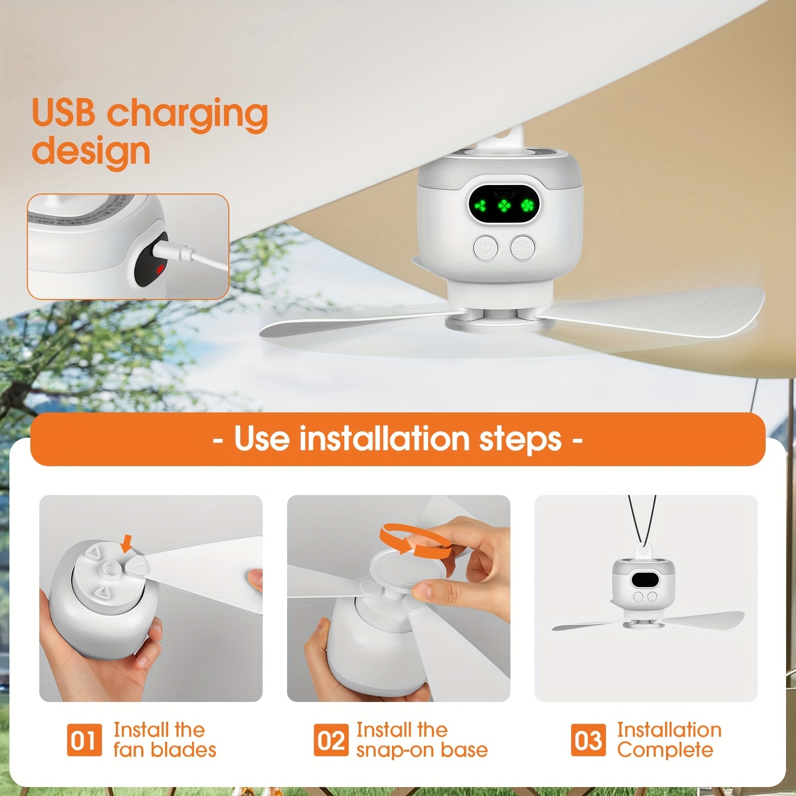 Portable Ceiling Fans 8000mAh  - đánh giá và giá Smart Bathroom Fan