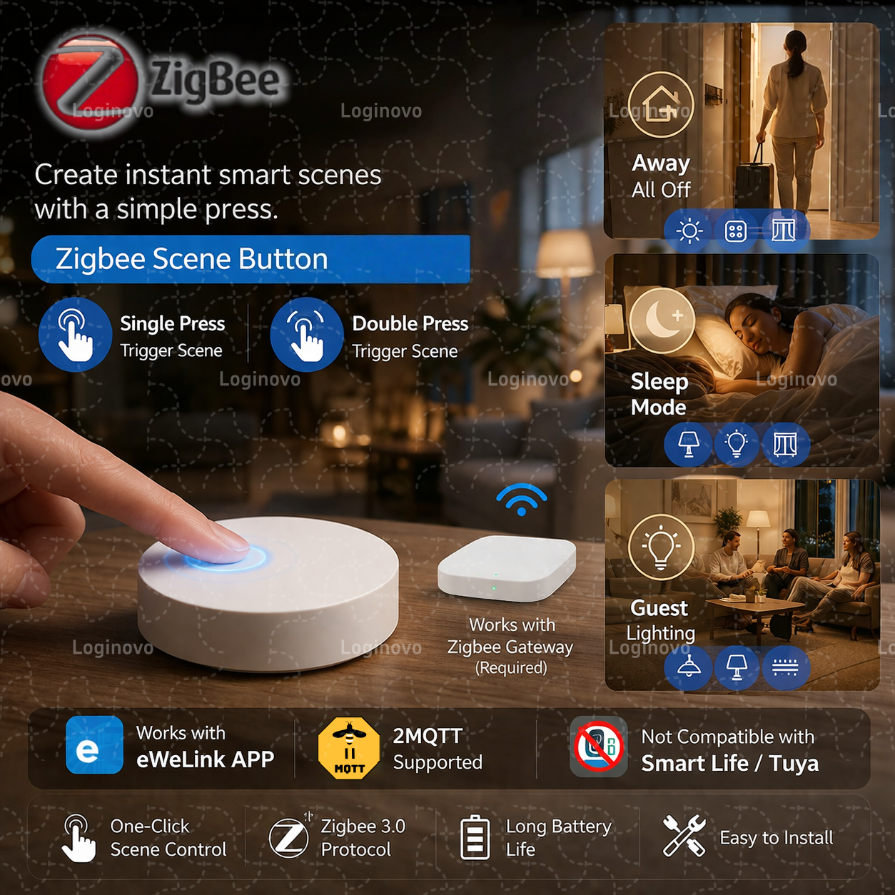 Zigbee Scene Button Push Switc - đánh giá và giá Smart Home Keyestudio